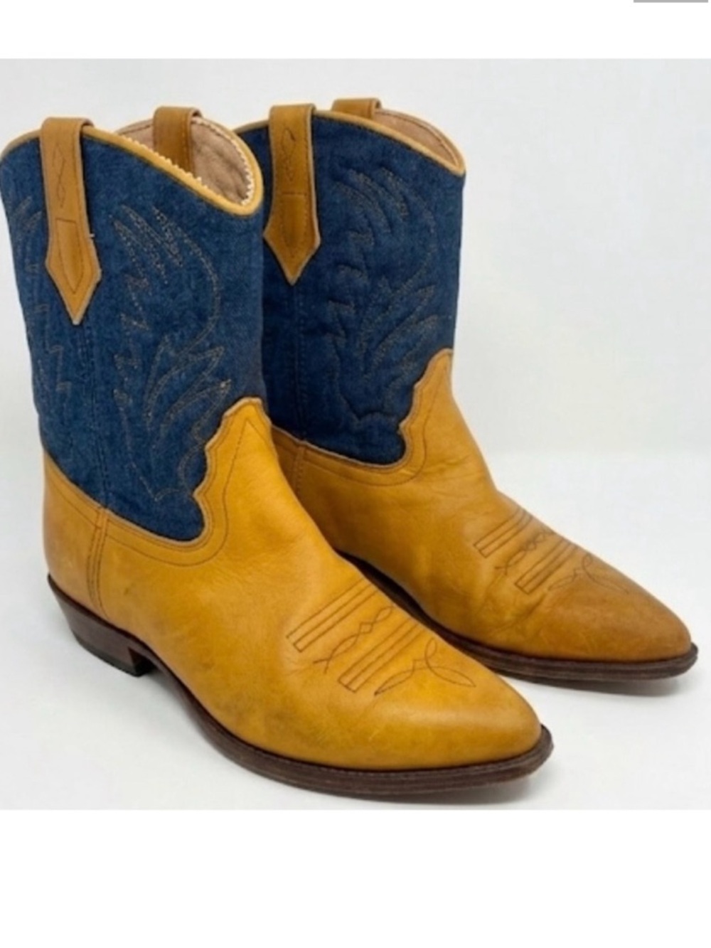 VTG Seychelles Cowboy Boots Leather & Denim size 7